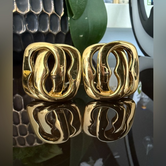 LOT 2039 24K gold plated Old Gucci vintage chain clip on earrings 1991 - Picture 13 of 16